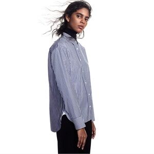 EUC J Supima® For Uniqlo Cotton Oversized Striped Long-Sleeve Shirt, Size Small
